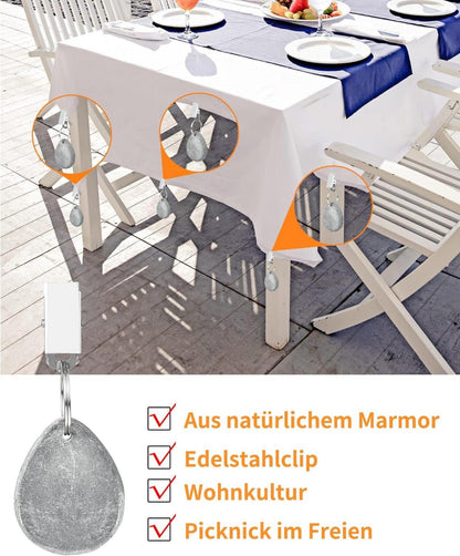 8er Set Tischdeckenbeschwerer Clips Naturstein Gewichte