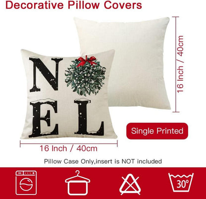 Weihnachten Kissenbezug Set Leinen Deko Zierkissen 40x40 cm Sofa Wohnzimmer