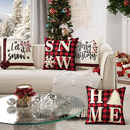 4er Set Weihnachten Kissenbezüge Leinen Deko Couch Schlafzimmer