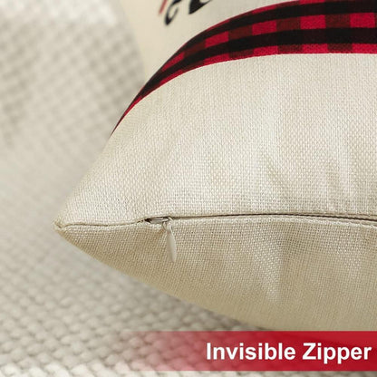 4er Set Weihnachten Kissenbezüge Leinen Deko Sofa Wohnzimmer 45x45 cm