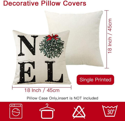 4er Set Weihnachten Kissenbezüge Leinen Deko Sofa 45x45 cm