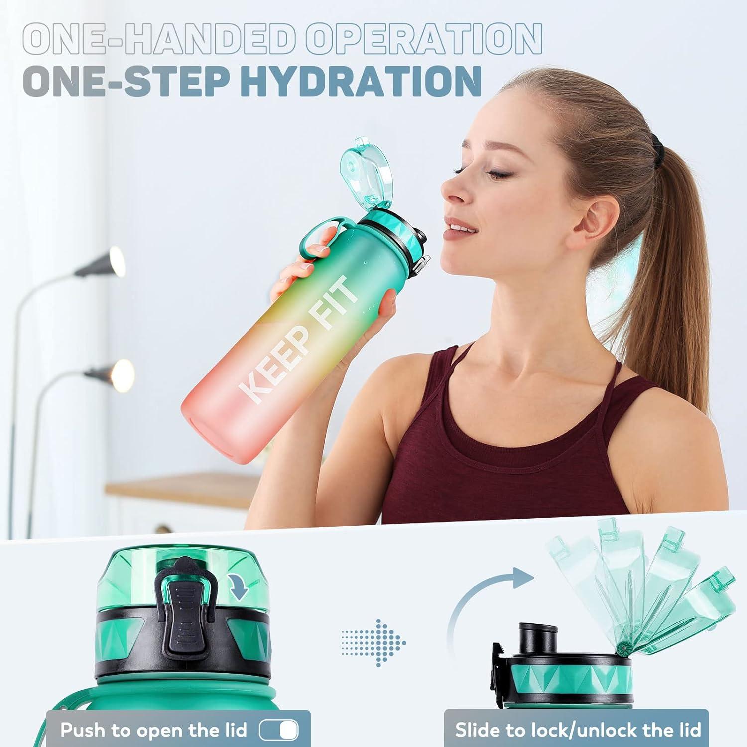 FULDENT Trinkflasche 1L Sport Wasserflasche rutschfest Gummi Grip BPA frei Outdoor Gym