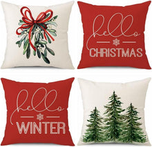 4er Set Weihnachts Kissenbezüge Leinen Deko Sofa Couch 40x40cm
