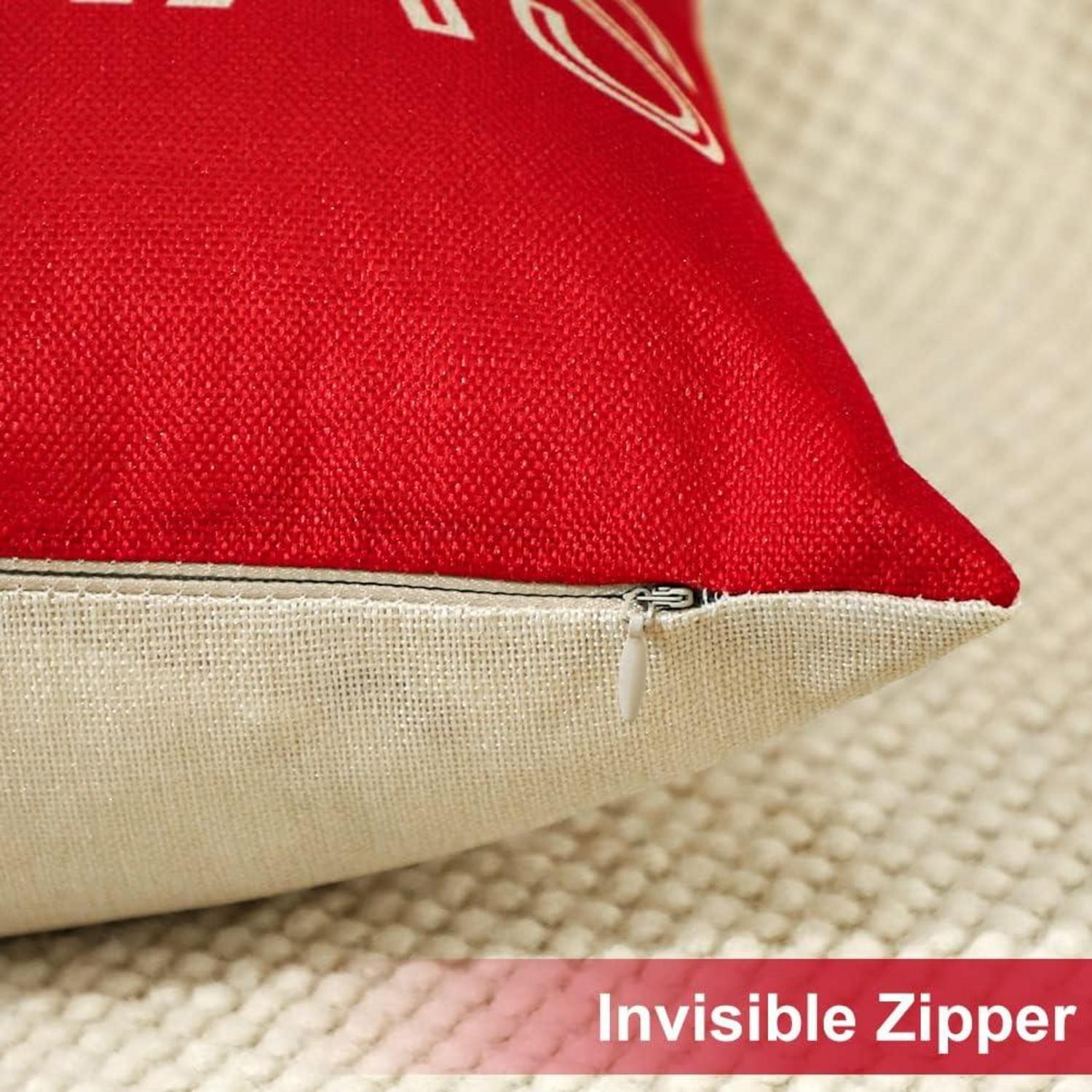 4er Set Weihnachten Kissenbezüge Leinen Deko 40x40 cm Santa Claus