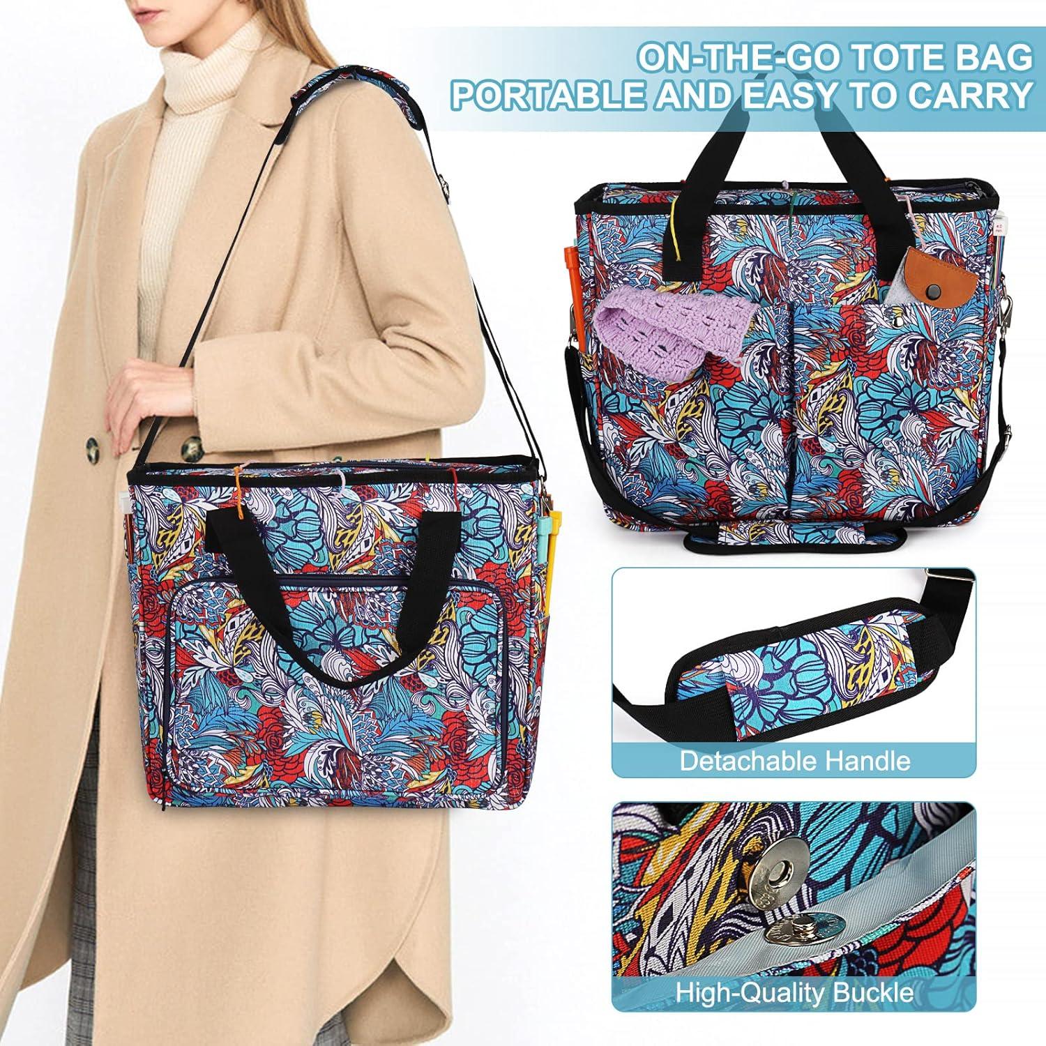 Stricktasche Aufbewahrung Wolle Blau Garntasche Häkeltasche