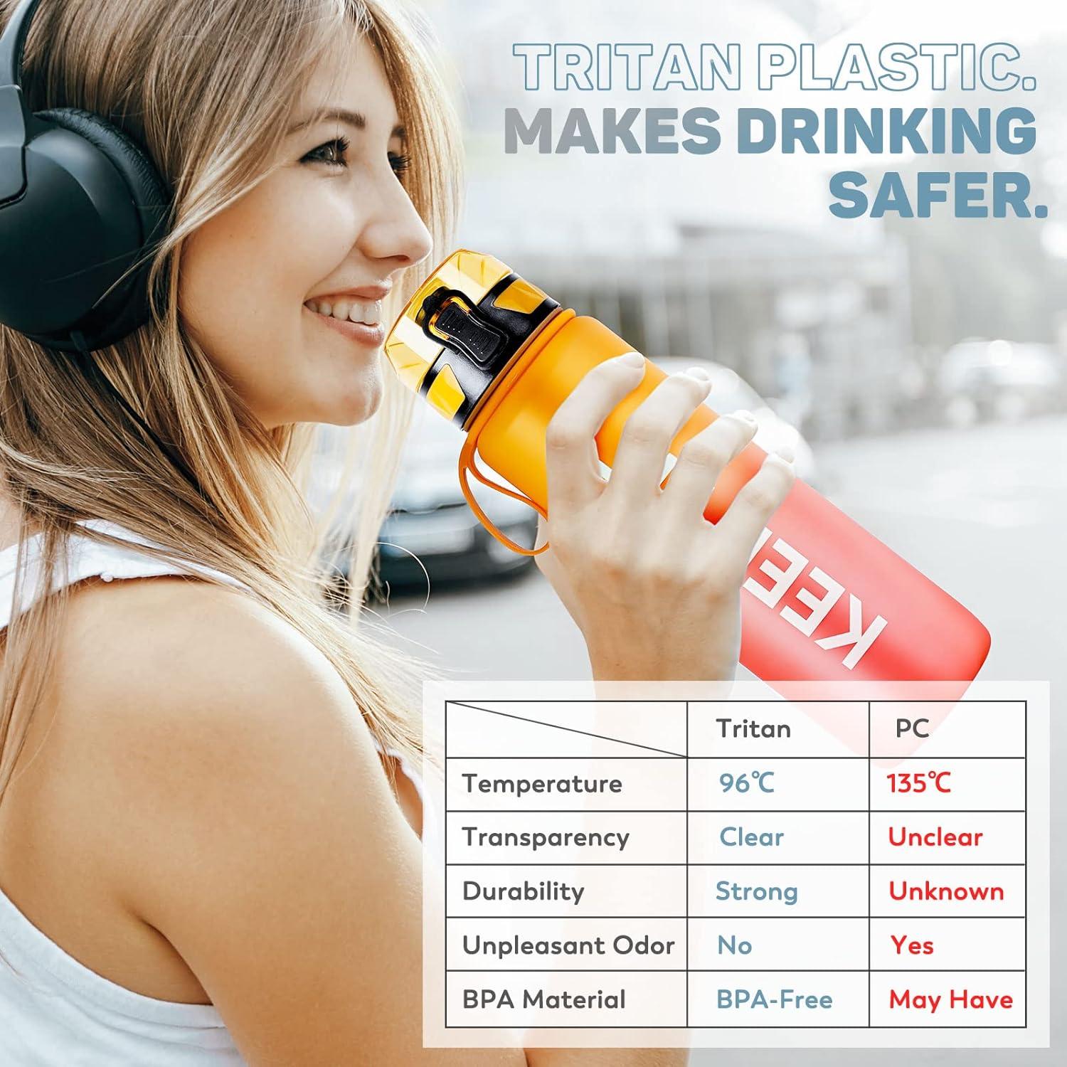 Trinkflasche 1L Sport Wasserflasche BPA frei rutschfest Orange Rot