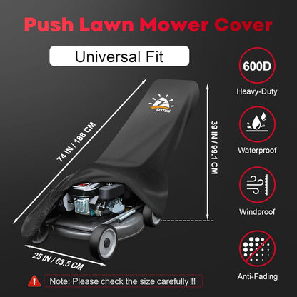 Zettum Rasenmäher Abdeckung 600D Oxford PU Wasserdicht Schwarzes Cover