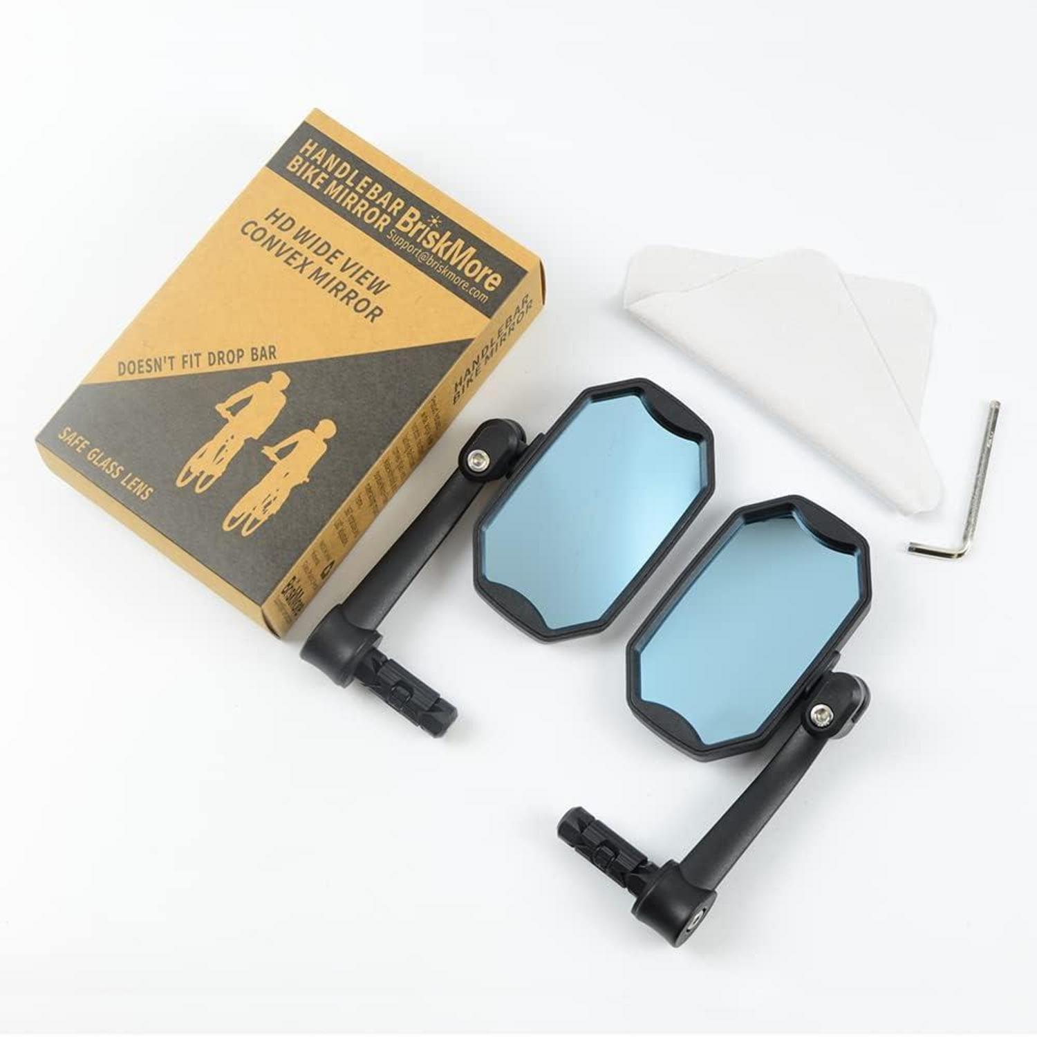 Fahrradspiegel blau konvexe Glaslinse blendfrei für Mountainbike PAAR