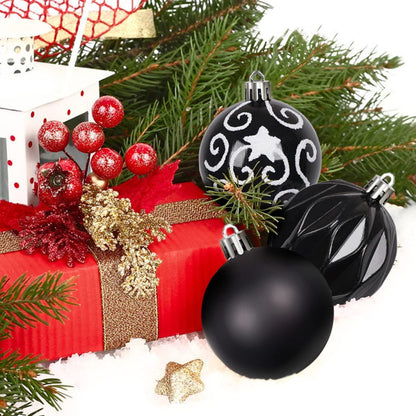 Weihnachtskugeln 100er Set bruchsicher schwarz