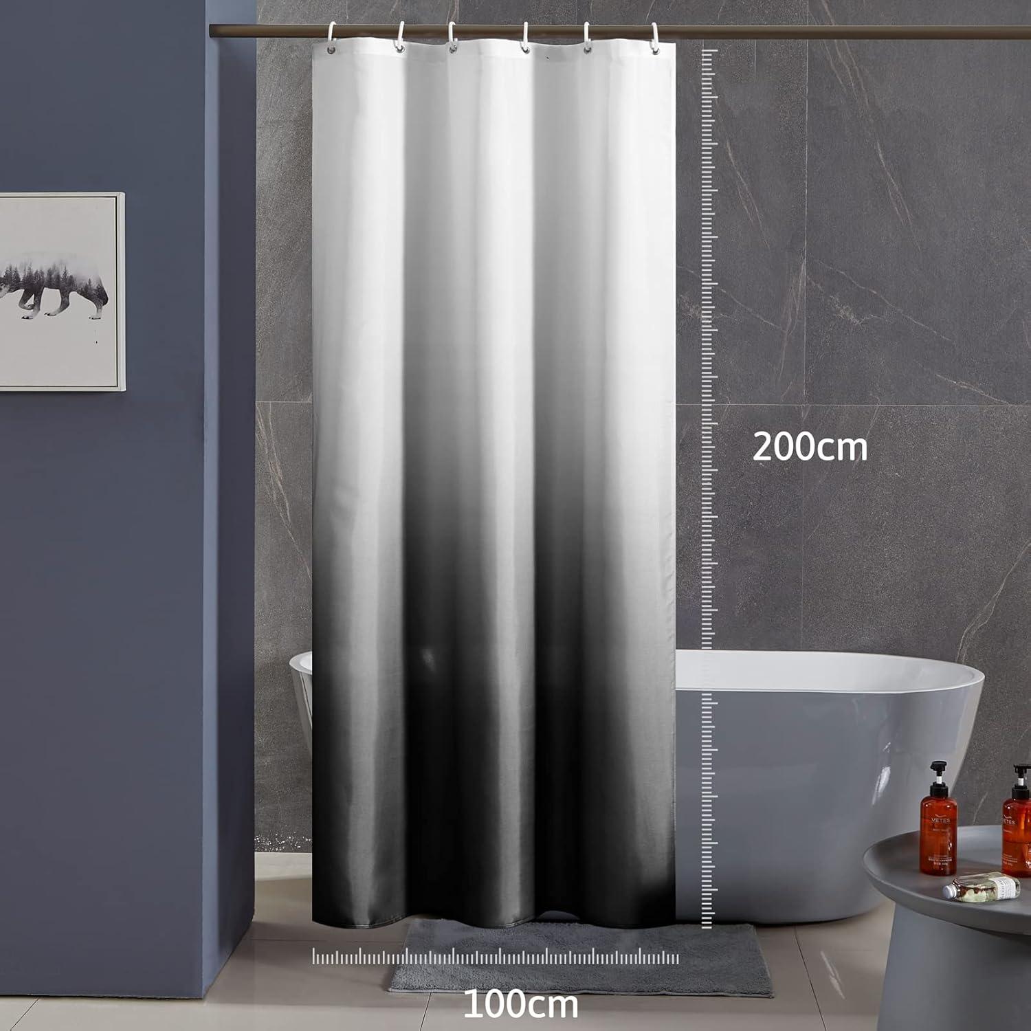 Weißer Duschvorhang Textil Anti-schimmel Wasserdicht Waschbar 100x200cm