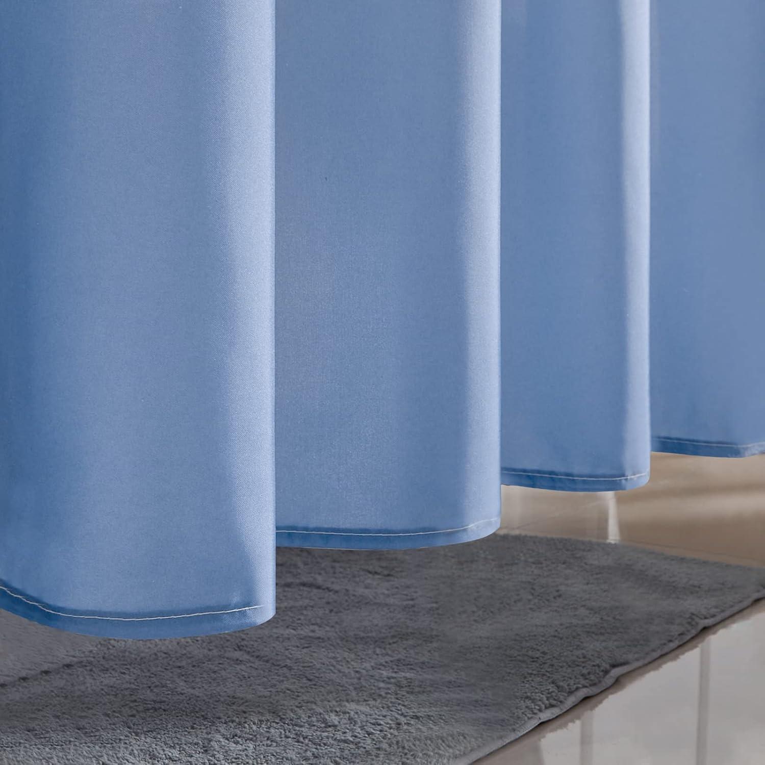 Duschvorhang Anti-schimmel 100x200cm Stoff Weiß Hellblau wasserabweisend Waschbar