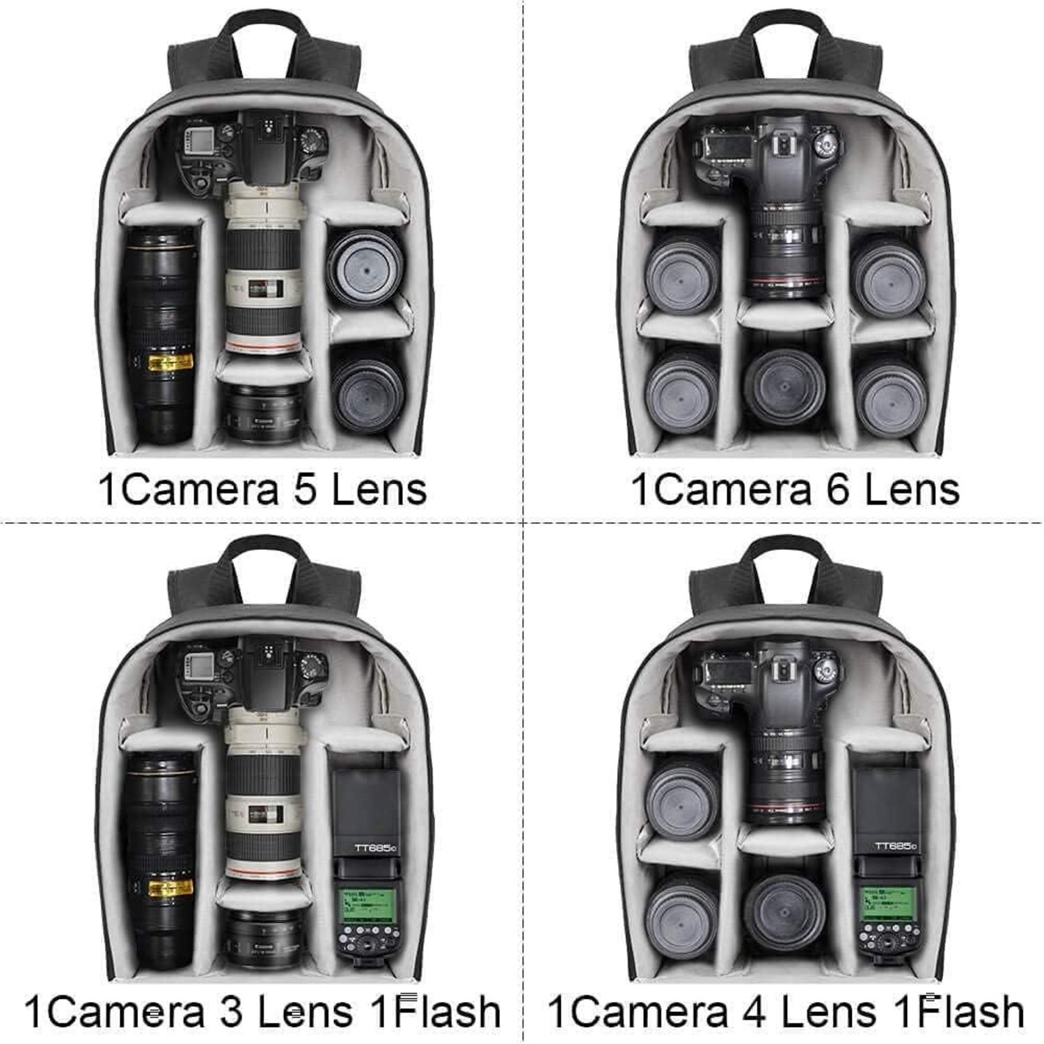 Kamerarucksack Wasserdicht Fotorucksack für DSLR/SLR Sony Canon Nikon 2.0 Grau S