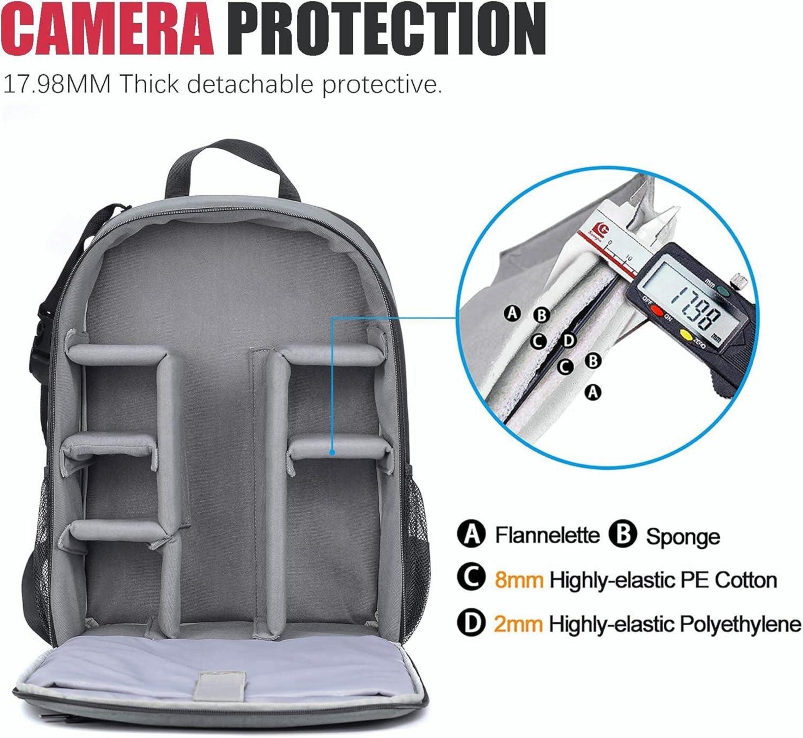 Kamerarucksack Wasserdicht Fotorucksack DSLR/SLR Sony Canon Nikon Grau