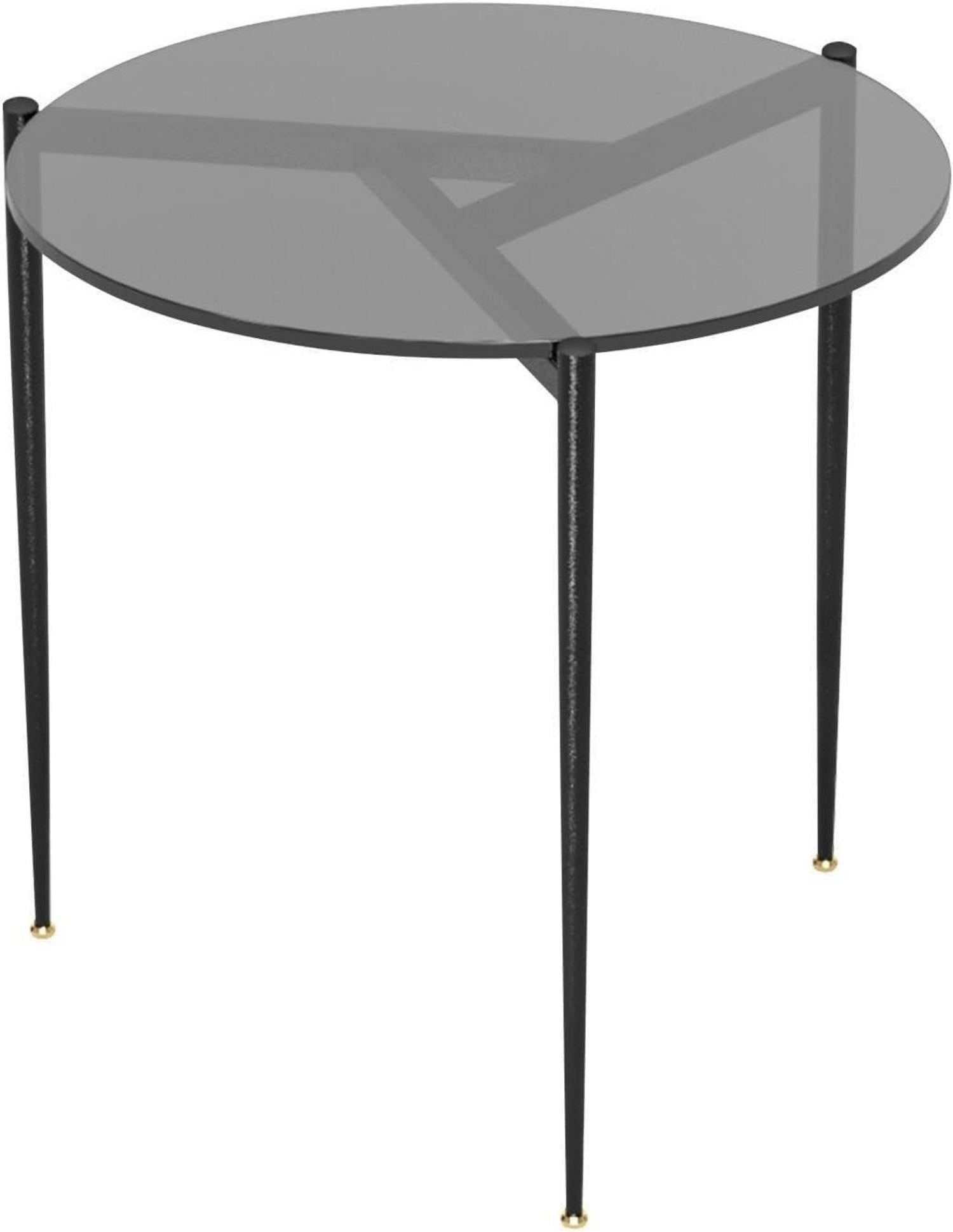 Runder Beistelltisch Glas 50 cm Grau Moderner Couchtisch