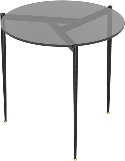 Runder Beistelltisch Glas 50 cm Grau Moderner Couchtisch