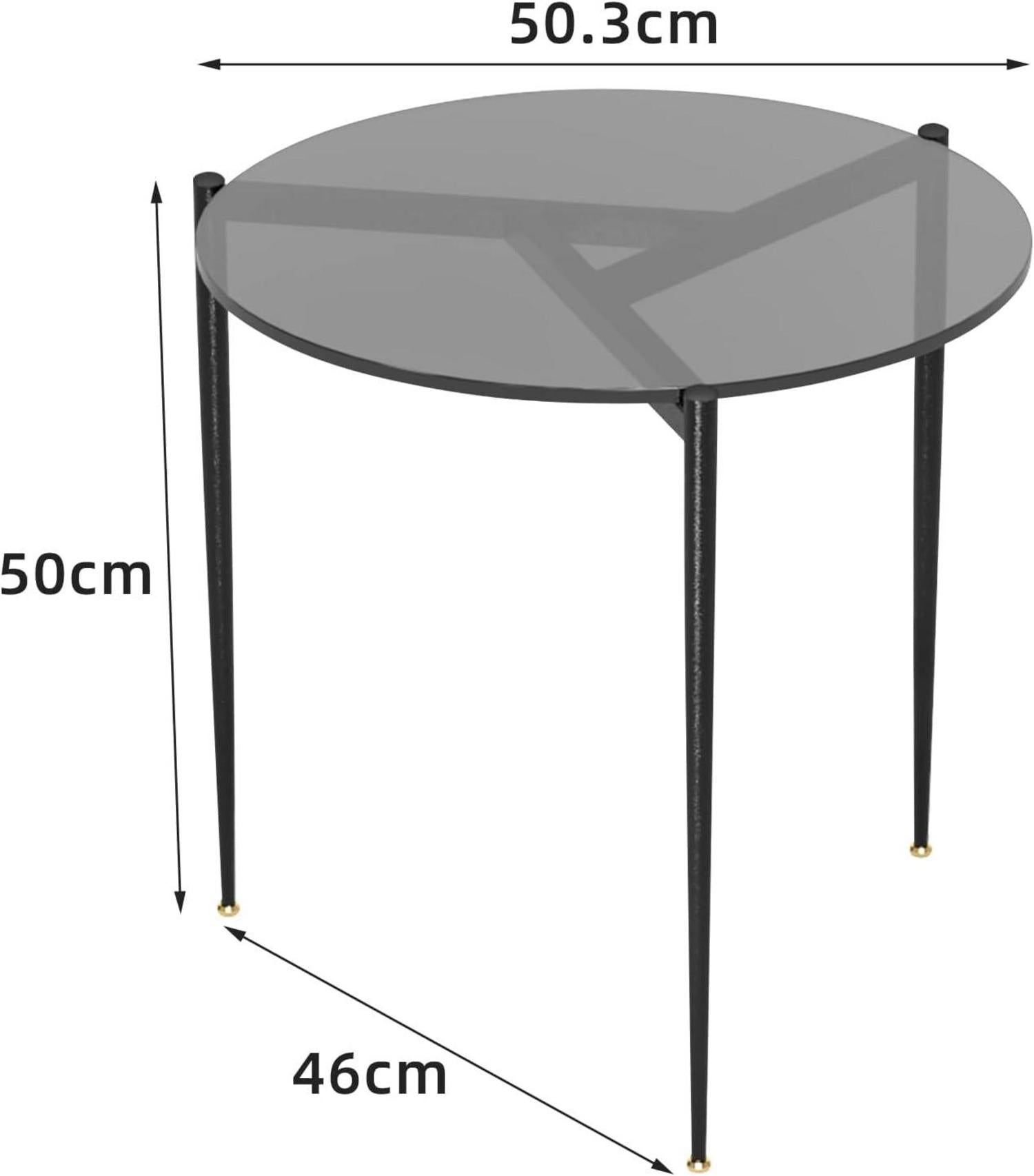Runder Beistelltisch Glas 50 cm Grau Moderner Couchtisch