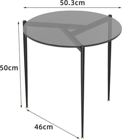 Runder Beistelltisch Glas 50 cm Grau Moderner Couchtisch