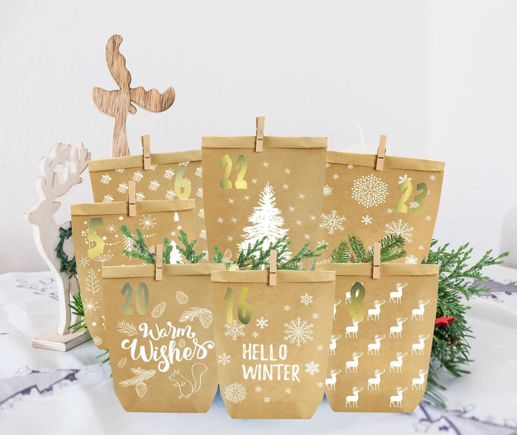 Adventskalender zum Befüllen 24 Weihnachtskalender Papiertüten selbst