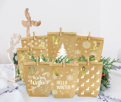Adventskalender zum Befüllen 24 Weihnachtskalender Papiertüten selbst