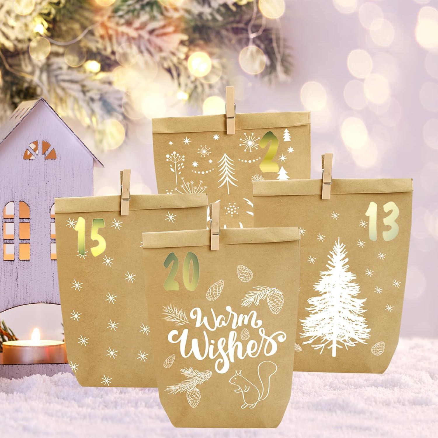 Papier Weihnachts Geschenktüten 24-teiliges Bastelset Weihnachtsmotiven