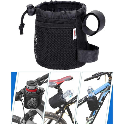Fahrrad Flaschenhalter Schwarz 11cm Höhe mit Netztaschen für