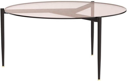 Runder Glas Couchtisch Gold Sofatisch Modern Beistelltisch 80x80x40cm
