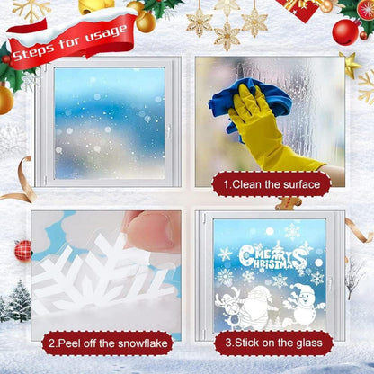 Weihnachts Fensterbilder Selbstklebend Rentier Schneeflocken Set
