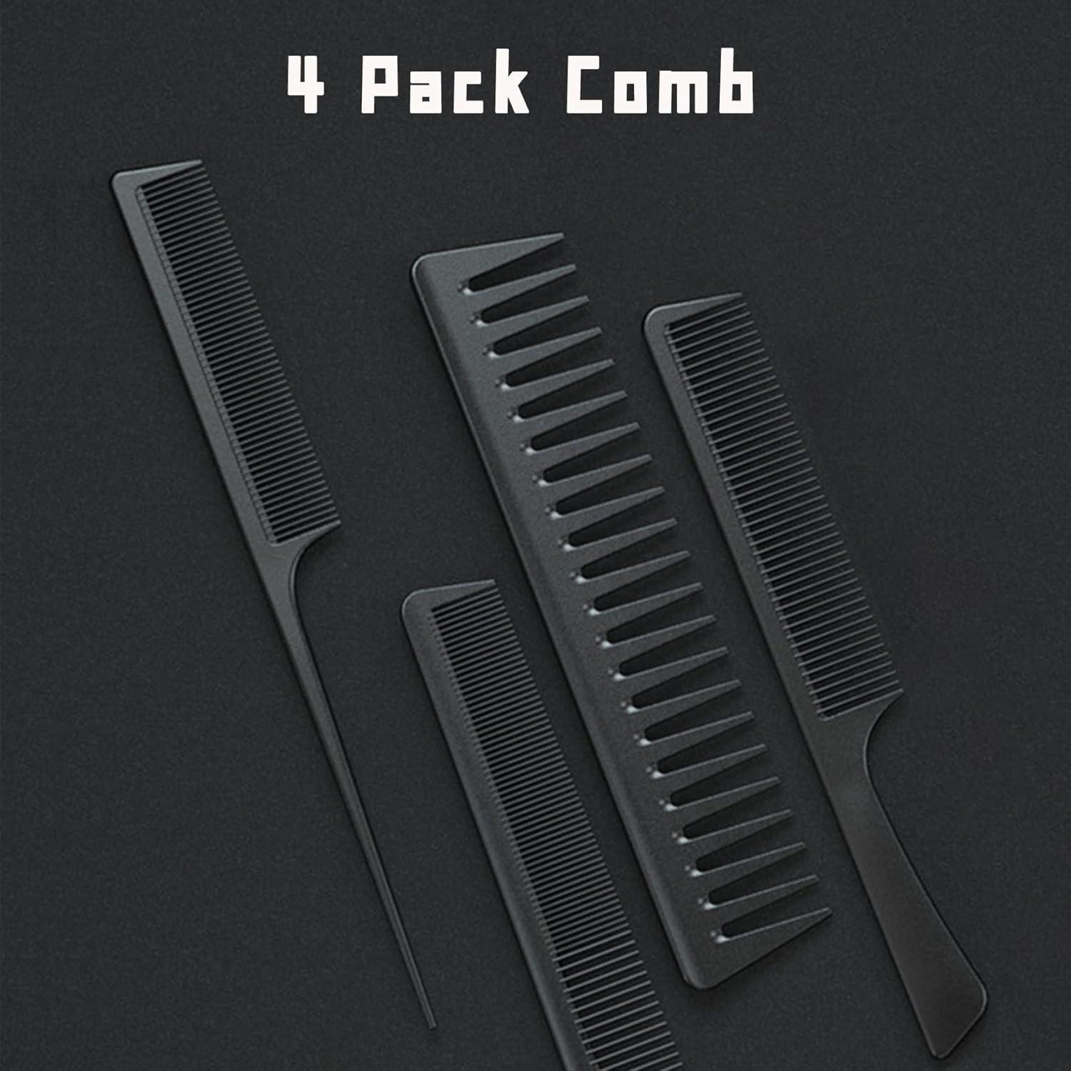 4er Haarkamm Set Kohlefaser Antistatisch Friseur Barber Styling Kit