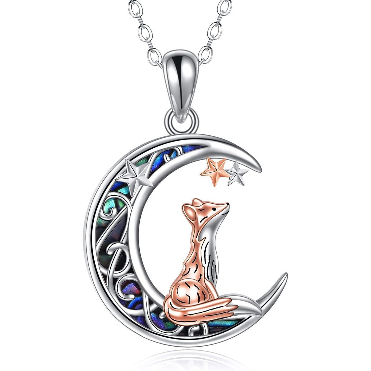 Fuchskette Sterling Silber mit Mond und Katze | Schmuck für Frauen