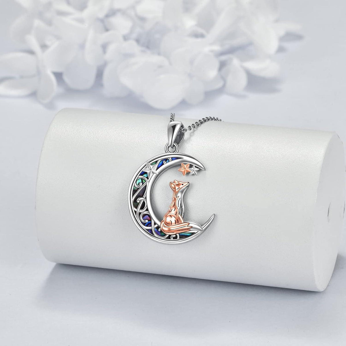 Fuchskette Sterling Silber mit Mond und Katze | Schmuck für Frauen