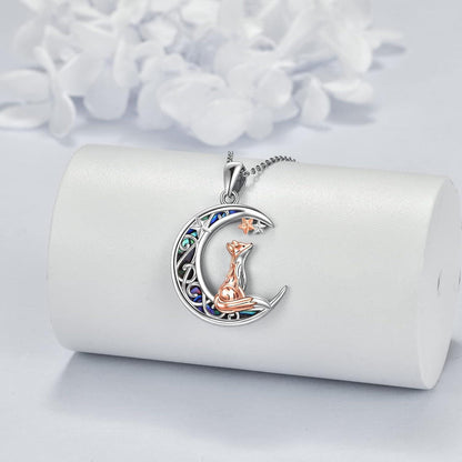 Fuchskette Sterling Silber mit Mond und Katze | Schmuck für Frauen