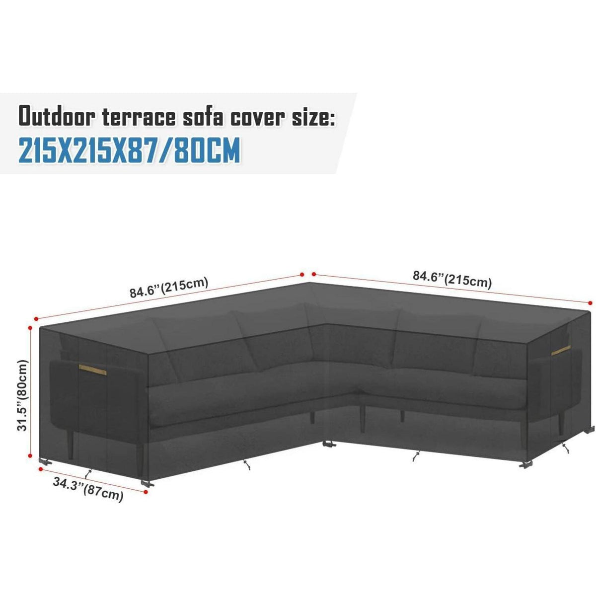 L-Form Gartenlounge Abdeckung Wasserdicht 215x215cm
