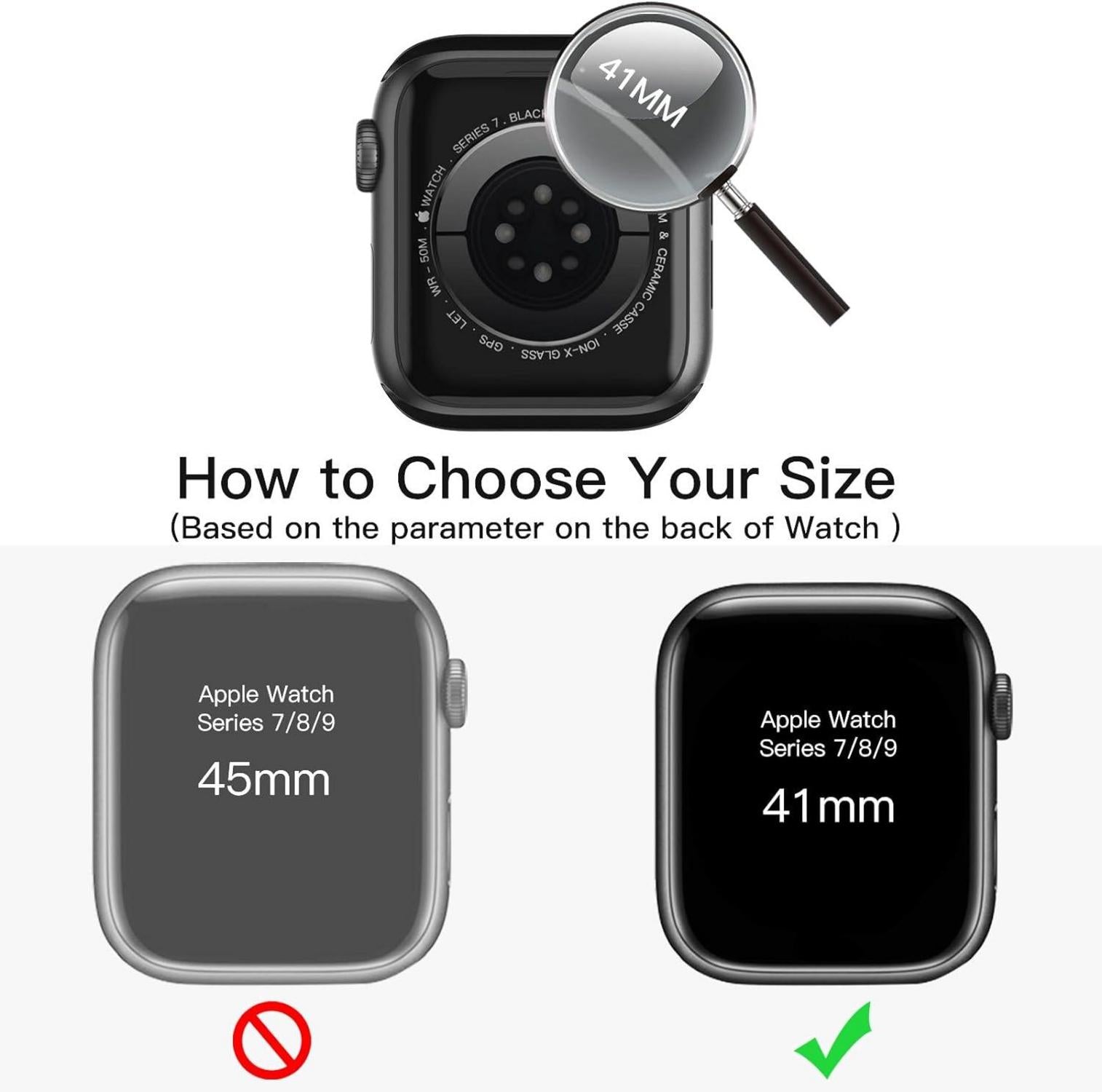 Displayschutz Hülle Apple Watch Series 9 8 7 41mm Schutzfolie Schwarz
