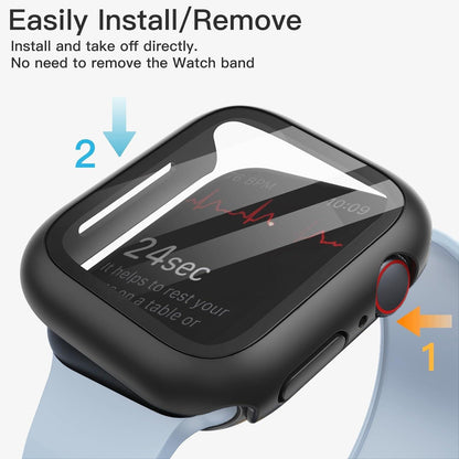 Displayschutz Hülle Apple Watch Series 9 8 7 41mm Schwarz Set 2 Stück
