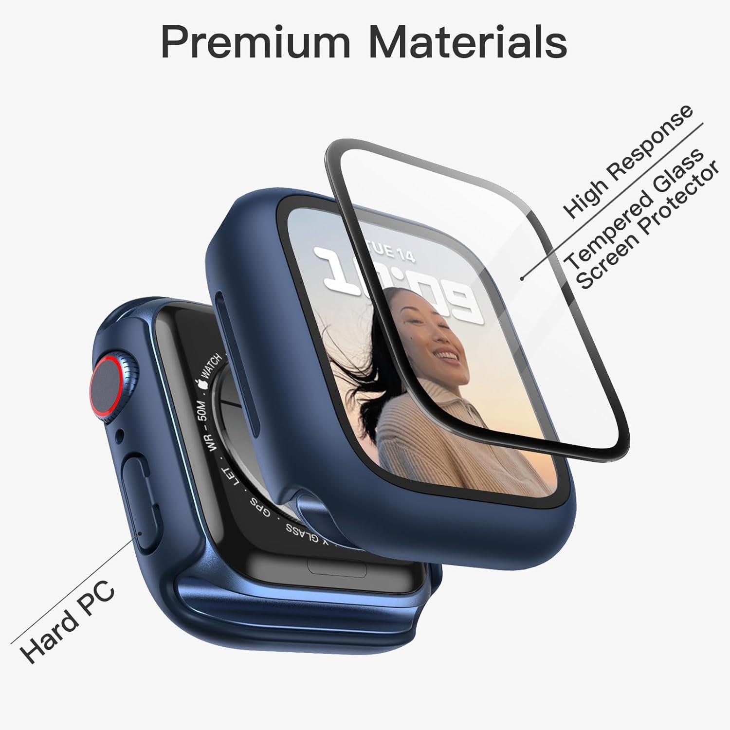 Schutzhülle Displayschutz Apple Watch Series 9 8 7 41mm Blau