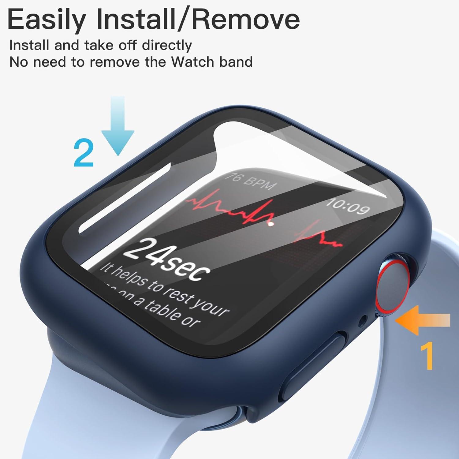 Schutzhülle mit Displayschutz für Apple Watch Series 9 8 7 41mm Blau