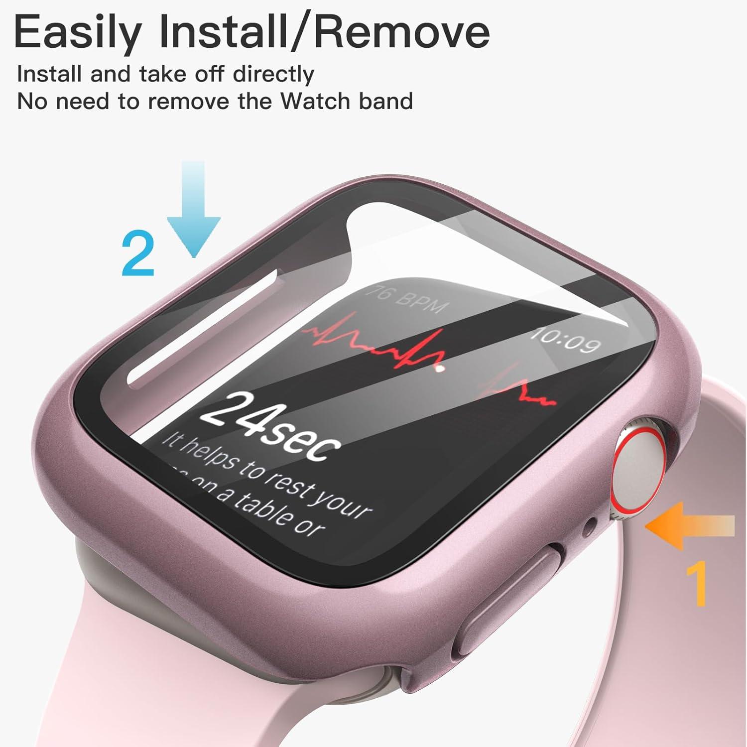 JETech Apple Watch Series 9 8 7 Hülle Displayschutz 45mm Roségold