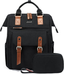 Großer Damen Laptop Schulrucksack wasserdicht Schwarz