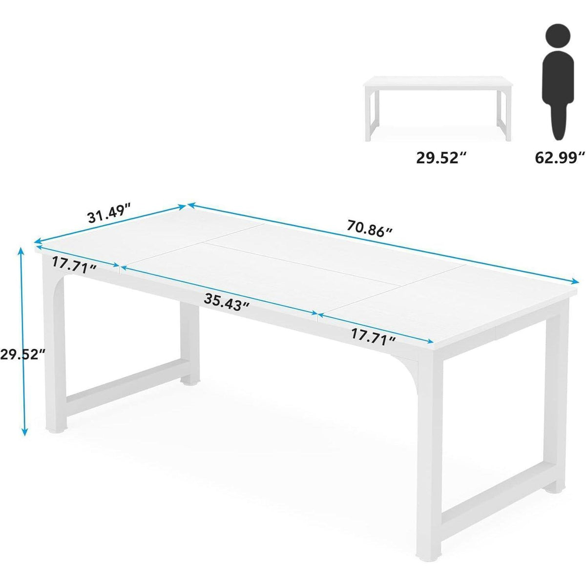 Schreibtisch 180x80cm Schwarz Weiß – Modernes Home Office