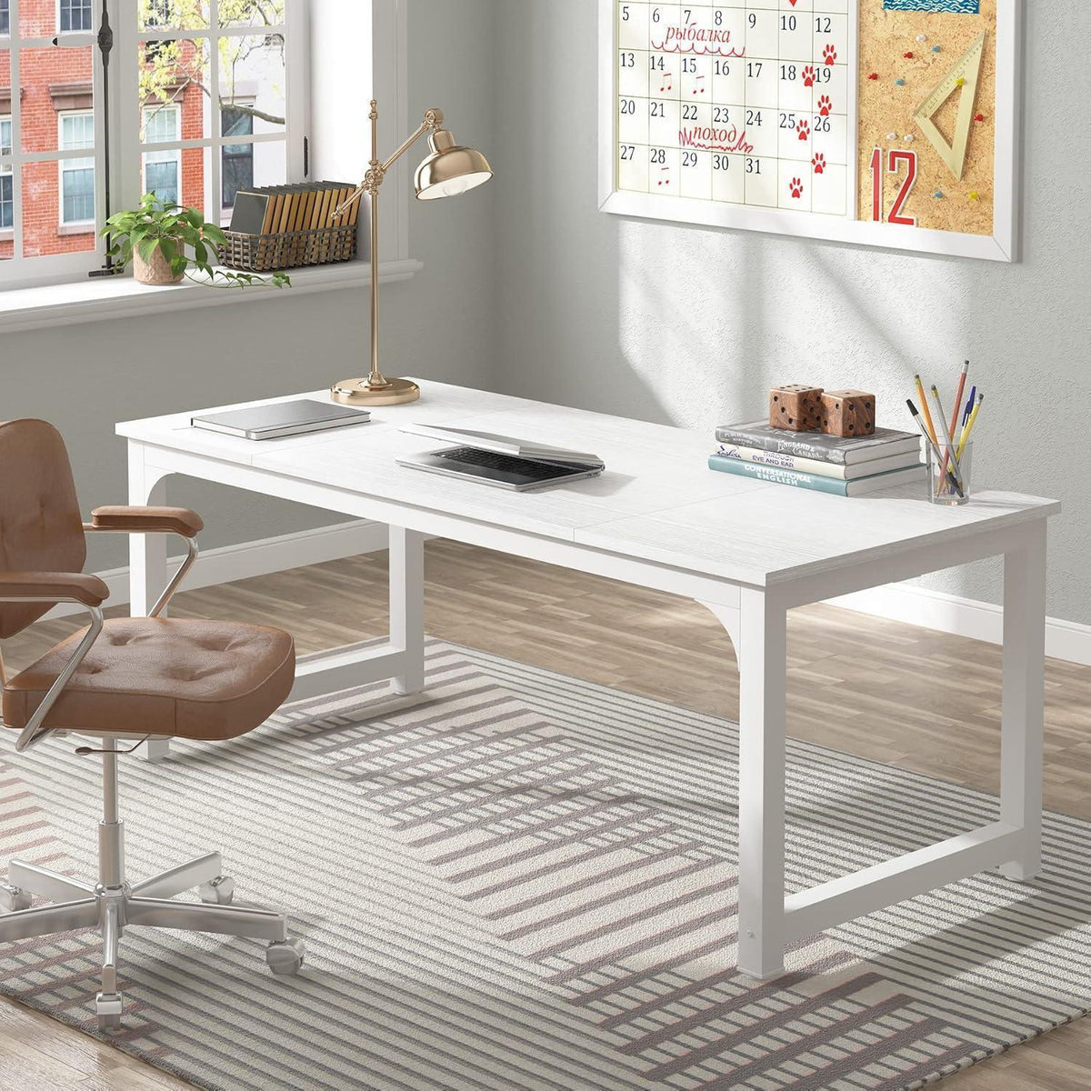 Schreibtisch 180x80cm Schwarz Weiß – Modernes Home Office
