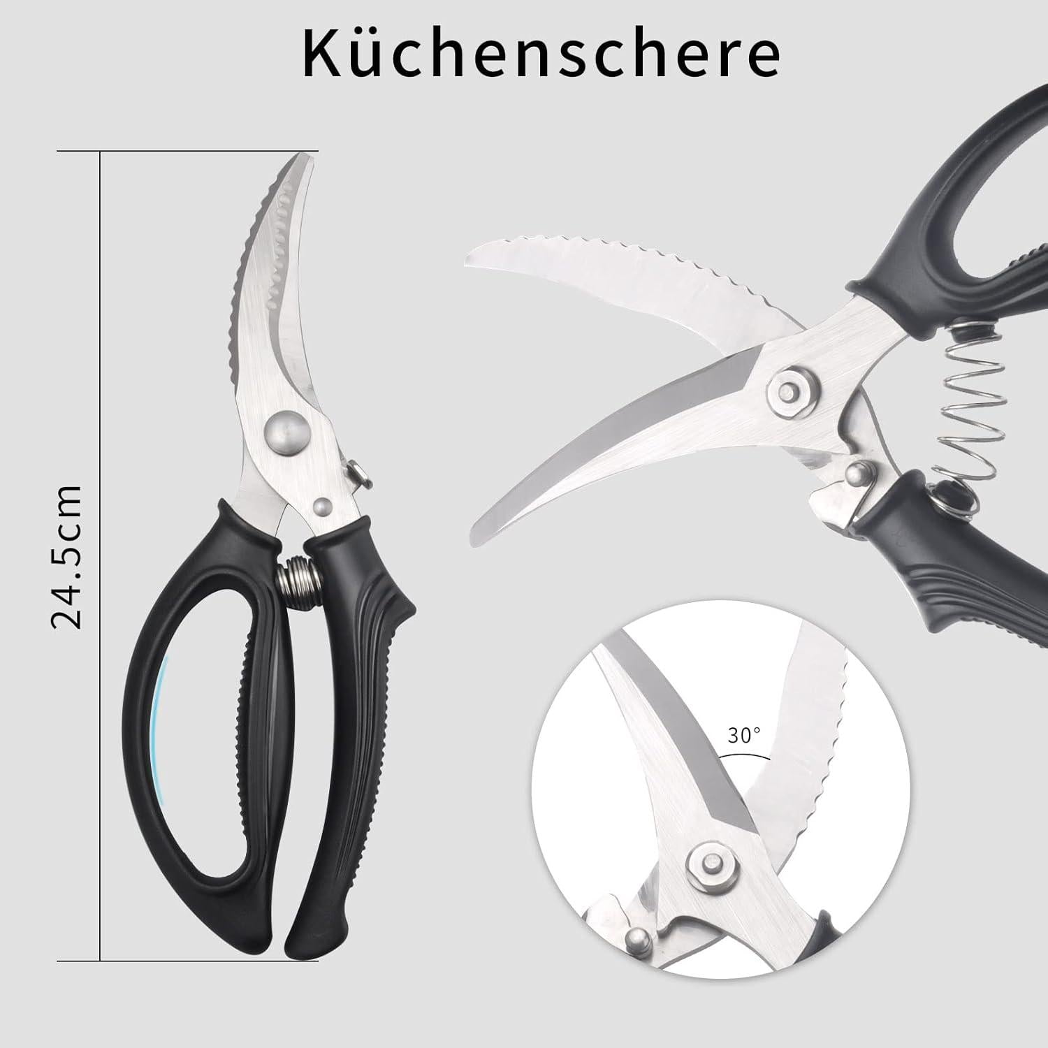 Scharfe Edelstahl Geflügelschere mit Griffarretierung