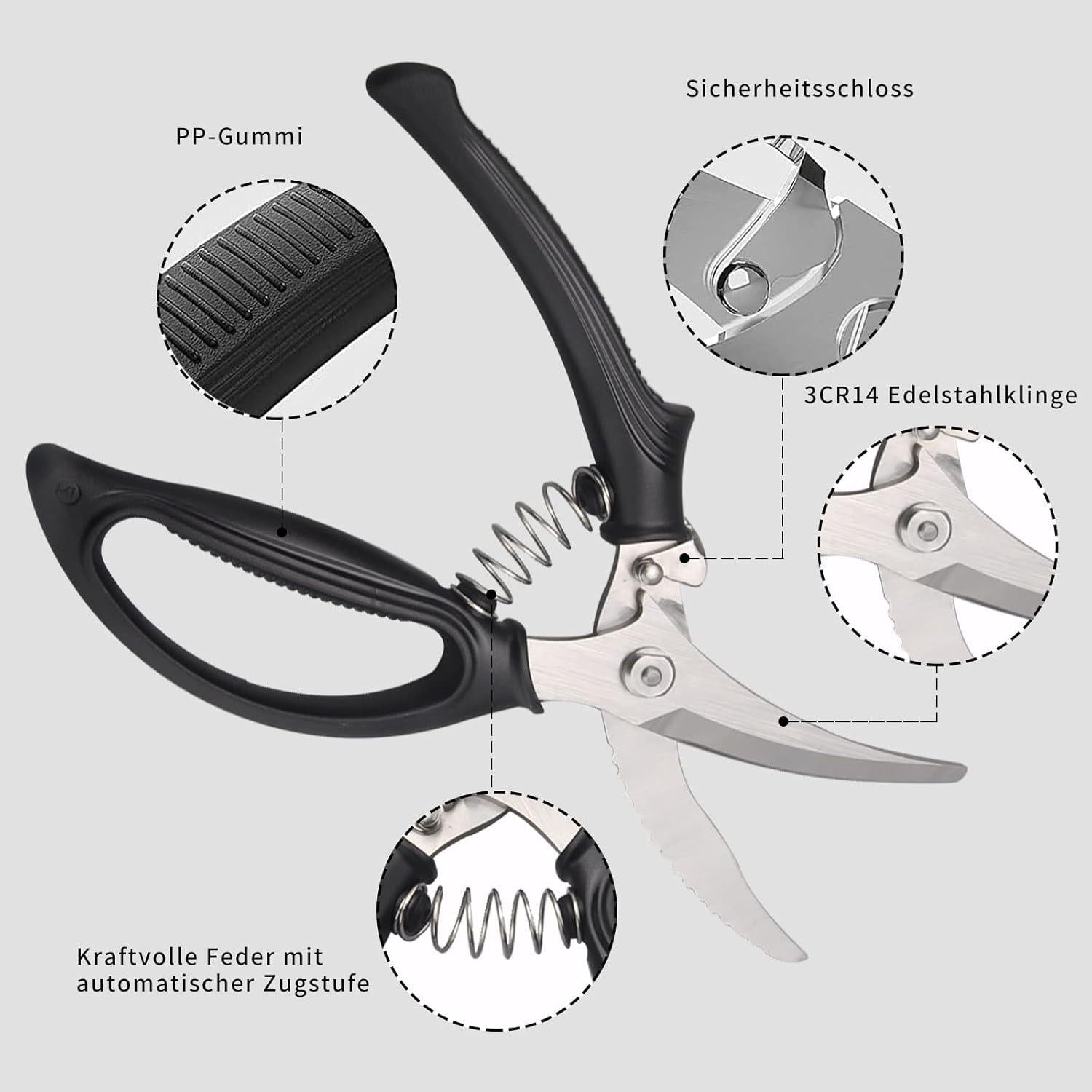 Scharfe Edelstahl Geflügelschere für Fleisch und BBQ