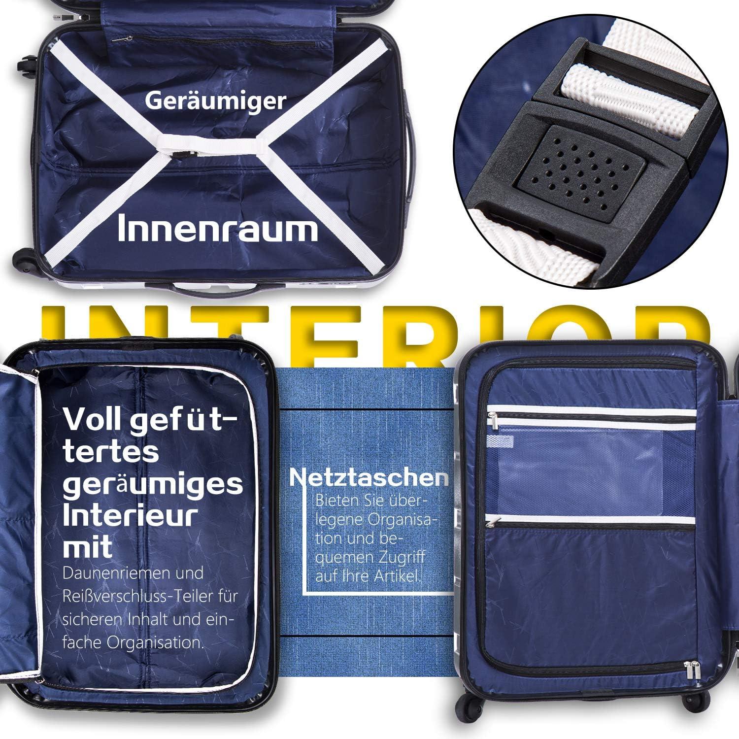 COOLIFE Hartschalen-Koffer Rollkoffer Vergrößerbar TSA PC 4 Rollen Schwarz Gold