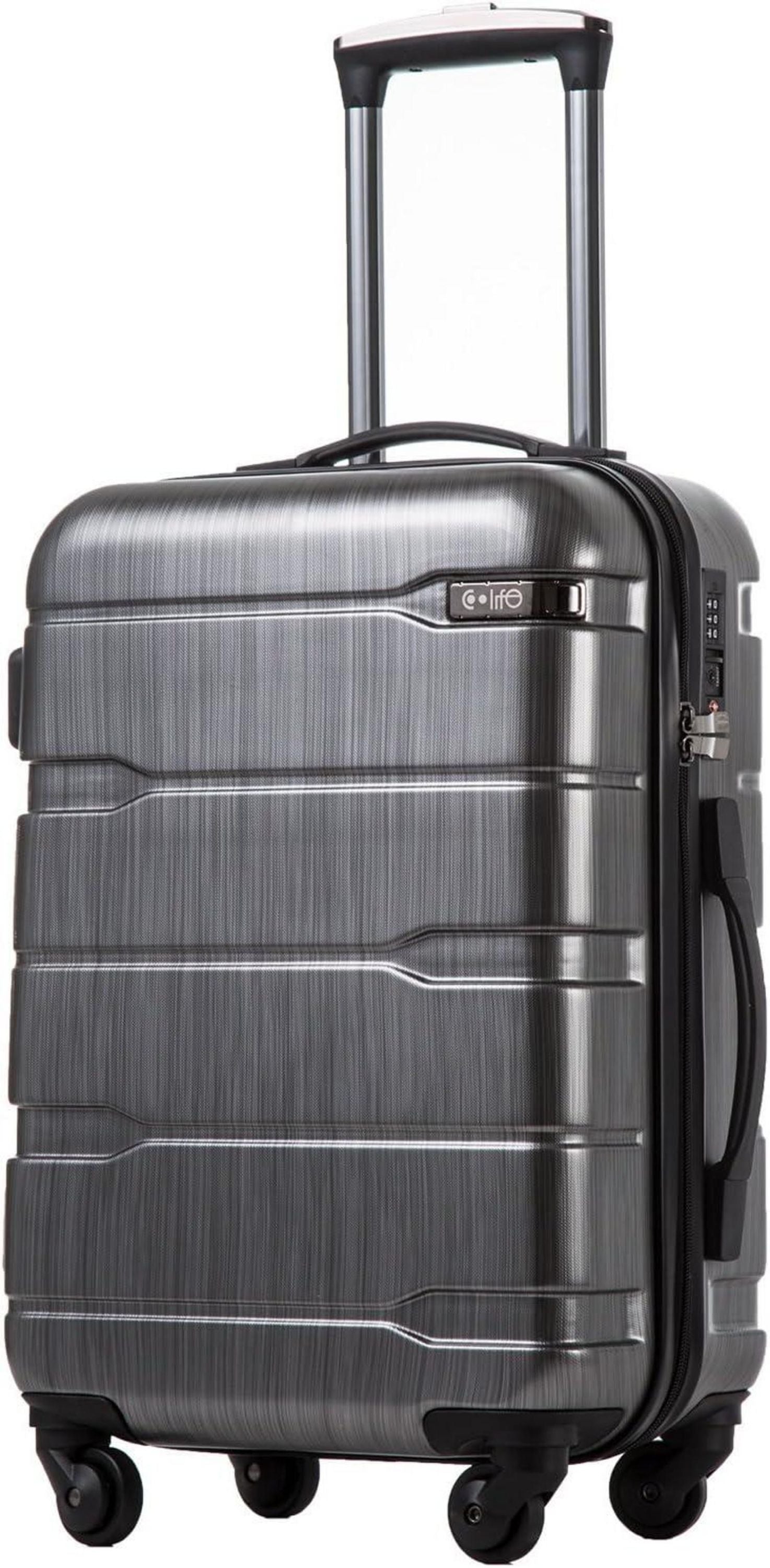 Hartschalen-Koffer Coolife Rollkoffer TSA-Schloss 4 Rollen Silver