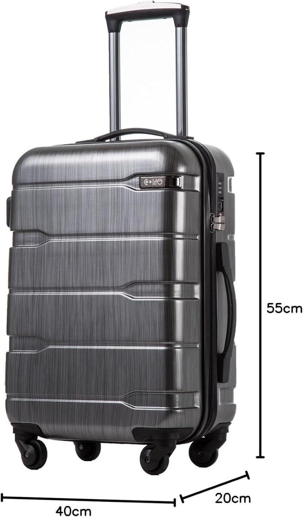 COOLIFE Hartschalen-Koffer Reisekoffer Silber TSA-Schloss 4 Rollen