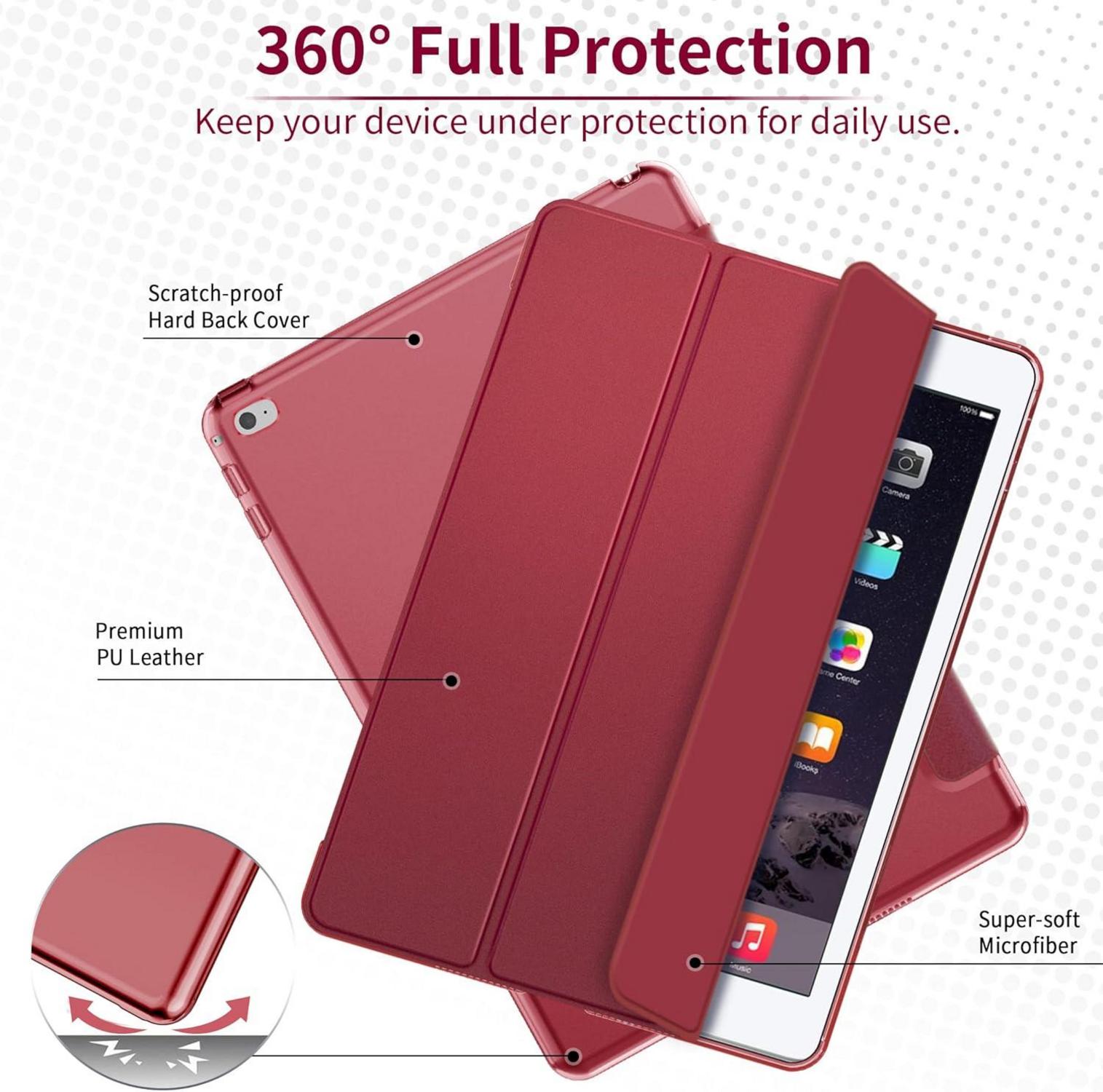EasyAcc iPad Air 2 Hülle Ultra Dünn Matt Dunkelrot Auto