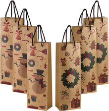 Geschenktüten Weinflaschen Weihnachten 6er Set Kraftpapier