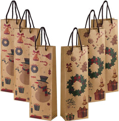 Geschenktüten Weinflaschen Weihnachten 6er Set Kraftpapier