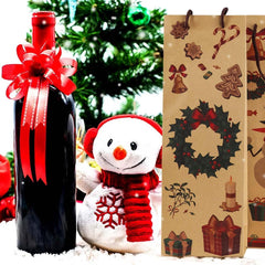 Geschenktüten Weinflaschen Weihnachten 6er Set Kraftpapier