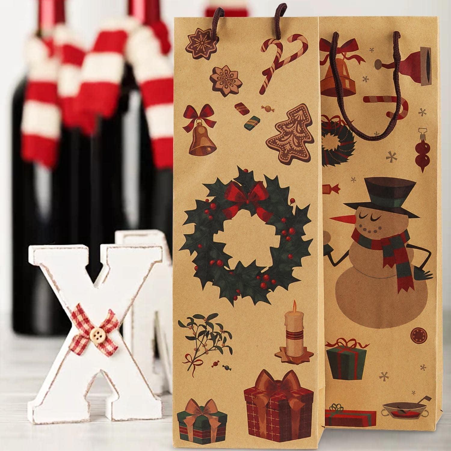 Geschenktüten Weihnachten 6 Stück Weintüten Weinflaschen Verpackung